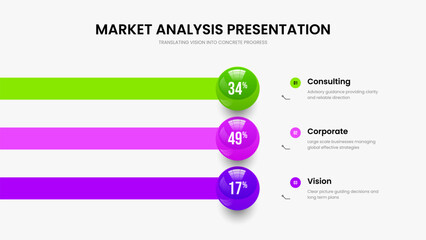 Simple Introduction Presentation Design Vector Illustration. Colorful Insight Three Option Graph Slide Layout. Modern Plan 3 Step Diagram Slideshow Template.
