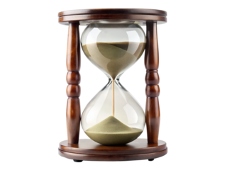 Wooden hourglass with sand isolated on transparent background
