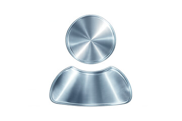 Metal user profile icon featuring circular brushed texture, representing digital identity and personalized access on transparent backdrop