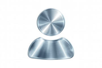 Metal user profile icon featuring circular brushed texture, representing digital identity and personalized access on transparent backdrop