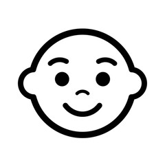 Minimalist baby face icon. Simple smiling newborn child head symbol. Vector graphic illustration