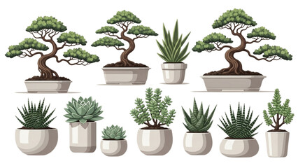 Green Trees Flat Style Vector Collection | Illustrations for Infographics, Books, Banners, and Designs