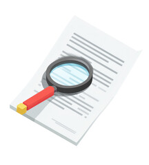 Document under magnifying glass