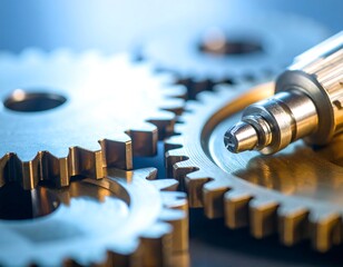 Close-up of gears and machinery parts
