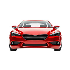Naklejka premium Front View Of A Red Sedan With LED Headlights automobile isolated on a transparent background