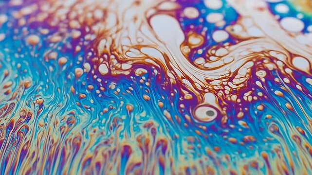 Dynamic Iridescent Soap Bubble Macro Colorful Patterns Science Abstract Flow
