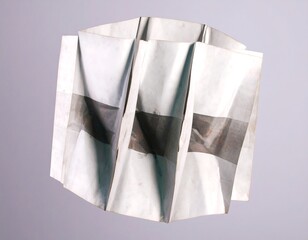 Folded, pleated paper form with printed images