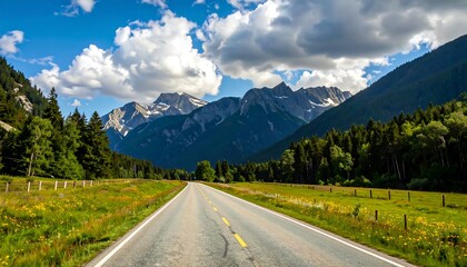 Fototapeta premium Scenic mountain road through valley