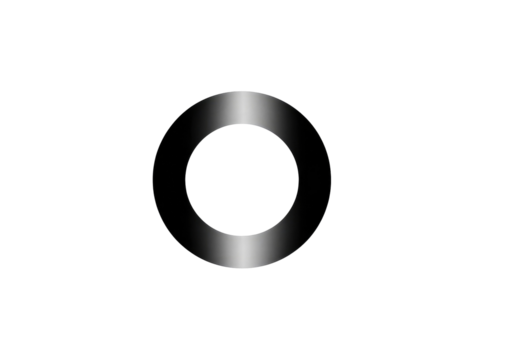 Circular, metallic, ring-shaped object, dark background.  Gradated shading, edge details