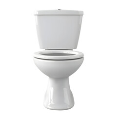 White Ceramic Toilet Bowl and Tank Front View bathroom isolated on a transparent background