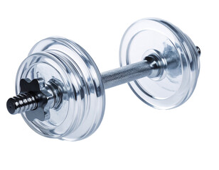 Glass dumbbell isolated on a transparent background.