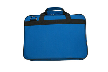 Blue Laptop Bag Isolated on Transparent Background with Black Straps and Handle Highlighting Modern...