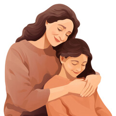 Obraz premium PNG Grandmother portrait hugging adult.