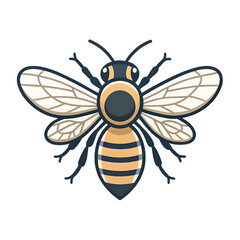 Stylized Bee Insect Illustration on Black Background