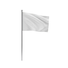 A Waving White Flag on a Pole Against a Black Background