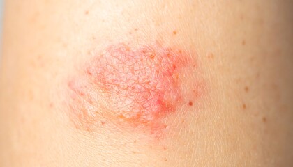 Fototapeta premium Red, inflamed skin lesion on human arm