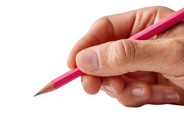 Close-up of a hand holding a pink pencil (2)