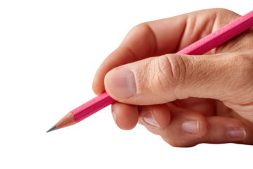 Close-up of a hand holding a pink pencil (2)