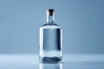 Vodka bottle with no label. Product photography.