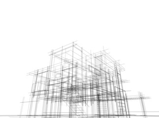 House building sketch architectural 3d illustration