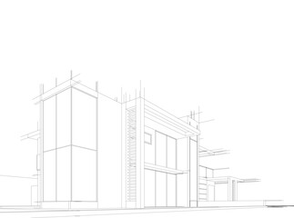 House building sketch architectural 3d illustration