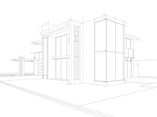House building sketch architectural 3d illustration