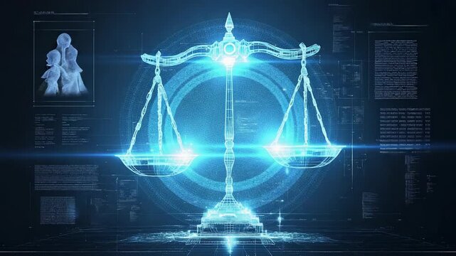 Digital scale of justice balancing in cyberspace representing law and order