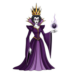 Fototapeta premium Evil Queen Cartoon Villain PNG Dark Fairy Tale Royalty Transparent Background Clipart