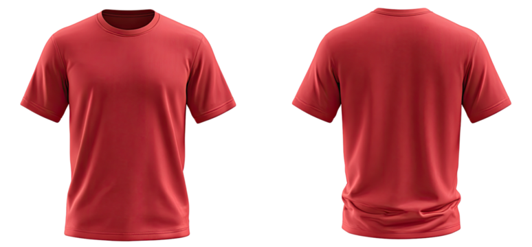 Red short-sleeved t-shirt, front and back views (1)