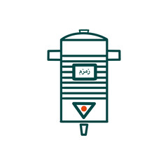 Zamzam water dispenser in Arabic – Minimalist Muslim daily life icon