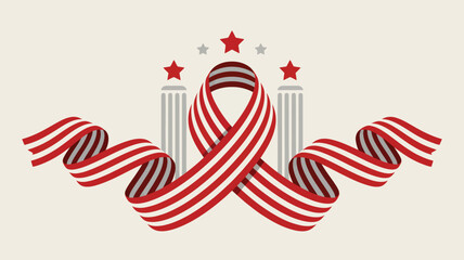Obraz premium Patriotic ribbon stars columns celebration memorial independence honor tribute