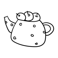 Teapot with Apples Doodle Illustration