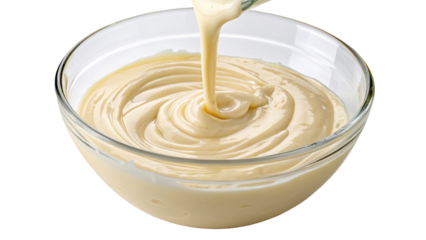Creamy vanilla cake batter in a glass bowl smoothly poured to create delicious desserts