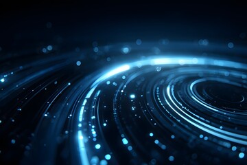 Digital technology background with a futuristic digital circular pattern and blue glowing lines,