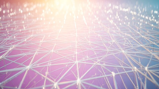glowing pink and blue network grid, abstract technology background, vibrant data connection, futuristic digital mesh, bright bokeh - Powered by Adobe