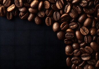 Roasted coffee beans background dark texture aromatic coffee beans close up