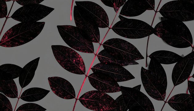 Dark leaves on gray background