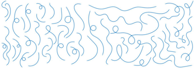 Modern Abstract Dashed Line Design Pack. Hand drawn curve dotted line, Spiral dotted line hand drawn, Dotted lines path on white background. Path travel dotted line trip dashed trace destination track