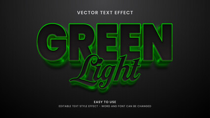 editable text effect green light 3d style premium vector