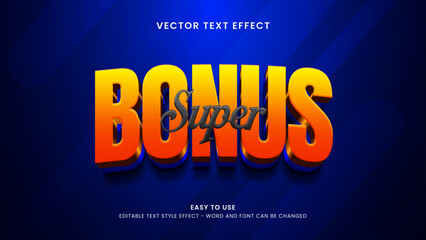 editable text effect super bonus 3d style premium vector