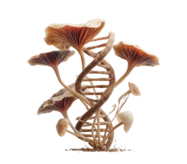 Mushrooms with intertwined DNA helix