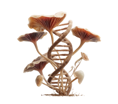 Mushrooms with intertwined DNA helix
