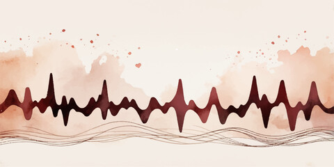 Red cardiogram graph design with heart icon symbolizing a medical stock market wave