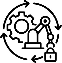 Automation Icon – Industrial Robot and Workflow Symbol