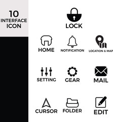 Bold and Minimalist Interface Icons Set, A Collection of User Interface Symbols for Web and Mobile Design