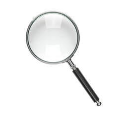 Magnifying glass with black handle isolated on transparent background