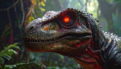 Close-up of a dinosaur's head