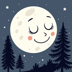 Fototapeta premium christmas tree and moon