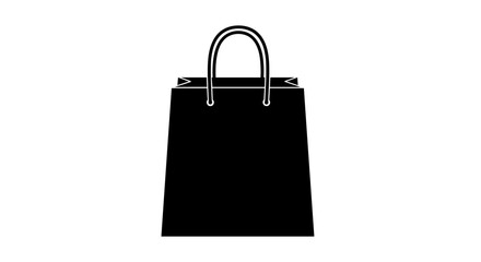 Black shopping bag with handles in minimalist design  