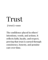 Trust Definition Printable Wall Art, Inspirational Quote Poster, Positive Typography Digital Download for Home, Office, or Classroom